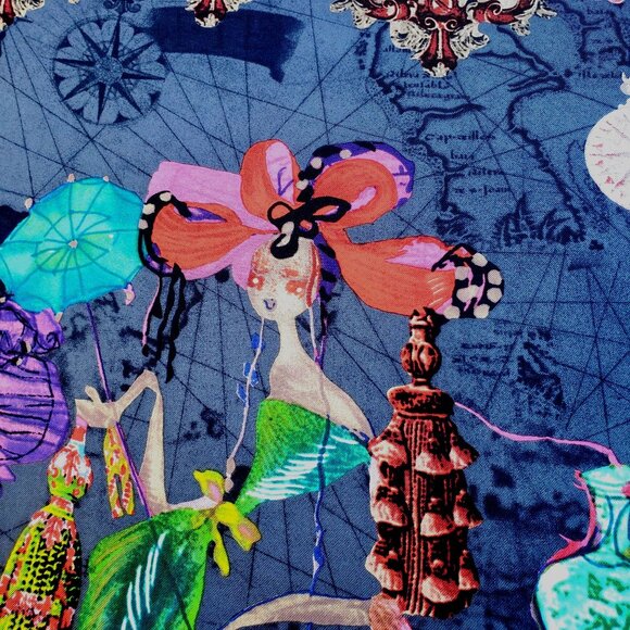 Christian LaCroix Silk Scarf Vintage 80s Asia NWOT Cartes de Voyages Series - Picture 13 of 14